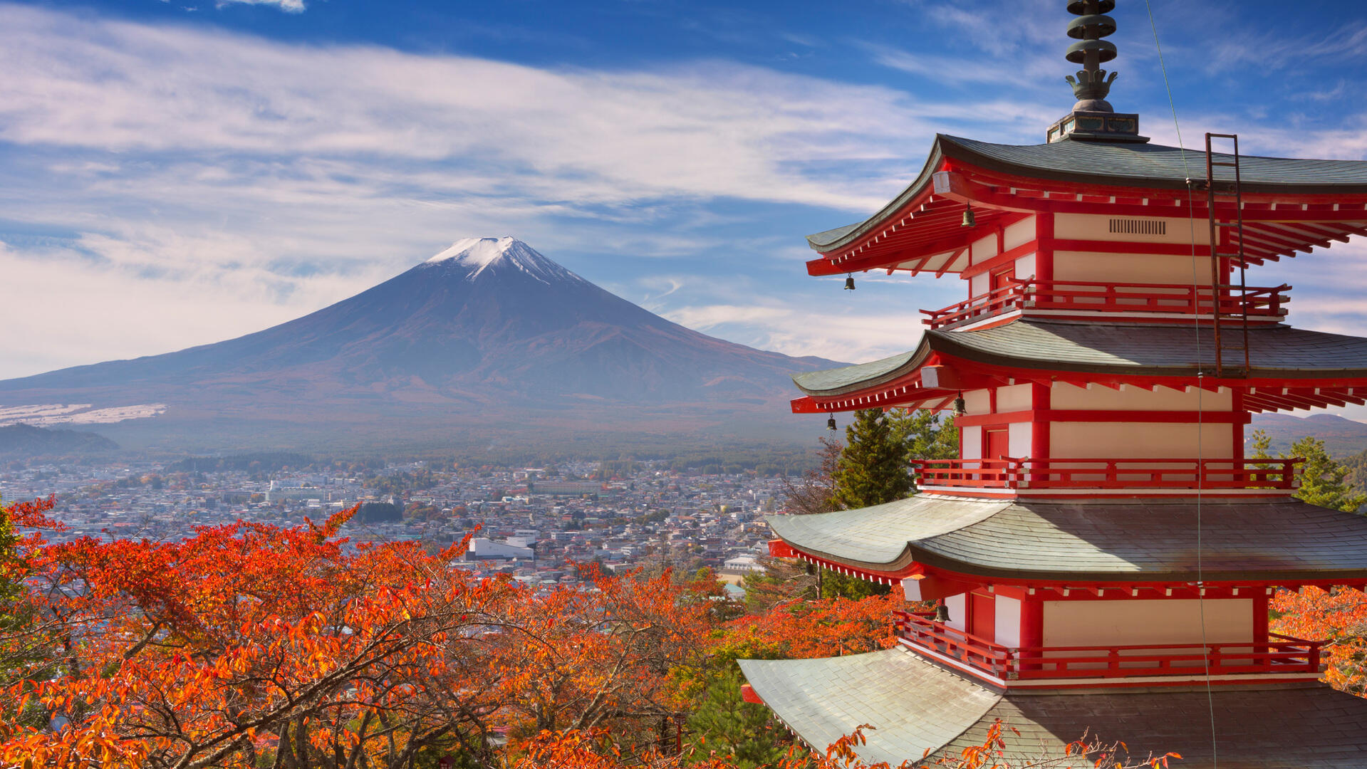 Visitor of Mount Fuji from Chureito Pagoda in Japan
